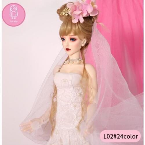 Wig For Doll BJD L02# free shipping size 9-10 inch 1/3 high-temperature wig girl long hair bjd sd doll Wigs in handmade diy