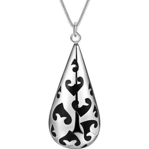 Lucky Charm Silver Color Pendants For Women Fashion Jewelry Necklace Lady Accessories Fashion Jewelry Pendant Water Drop AN197