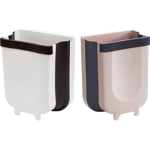 Hanging Trash Can Wastebasket Folding Dust Bin Kitchen Cabinet Door Car