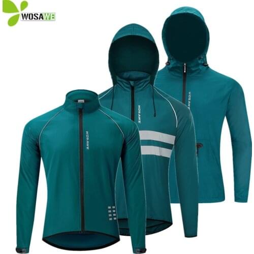 WOSAWE Reflective Lightweight Running Jackets Waterproof Breathable MTB Bike Windbreaker Fishing Cycling Sweater Sports Coat
