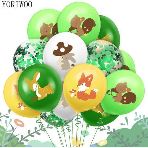 YORIWOO 15pc Safari Party Cartoon Animal Balloons Air Fox Latex Balloon Rabbit Jungle Birthday Party Decorations Kids Babyshower