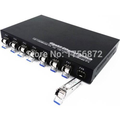 1 piece 8F2E 1000m SFP switch 8 fiber ports 2 ethernet ports single fiber giga sfp fiber media converter ethernet fiber switch