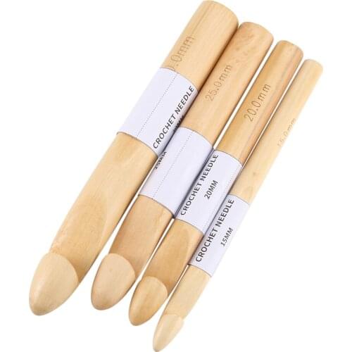 1pc Natural Bamboo Crochet Hook Needles 15/20/25/30mm Single Pointed Weave Knit Scarf Sweater Tools