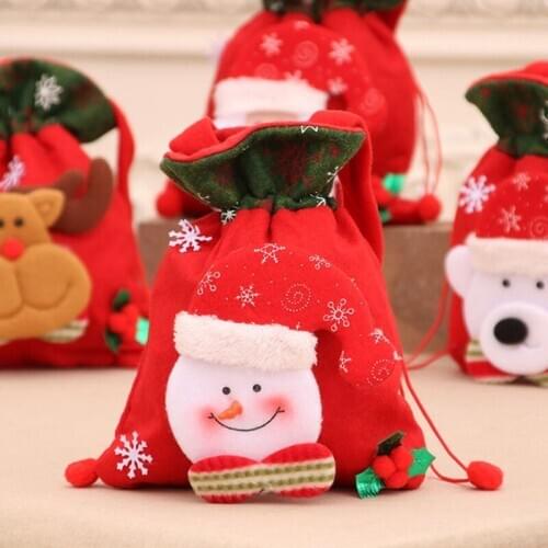 1pc Red Santa Gifts Bags Christmas Elk Candy Bags Xmas Festival Gifts Holders Bake Cookies Biscuit Packaging Bags