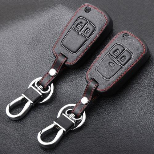 2/3 Button Leather Flip Key Cover For Chevrolet Cruze Aveo for Buick VAUXHALL OPEL Insignia Astra J Zafira C Remote Car Case