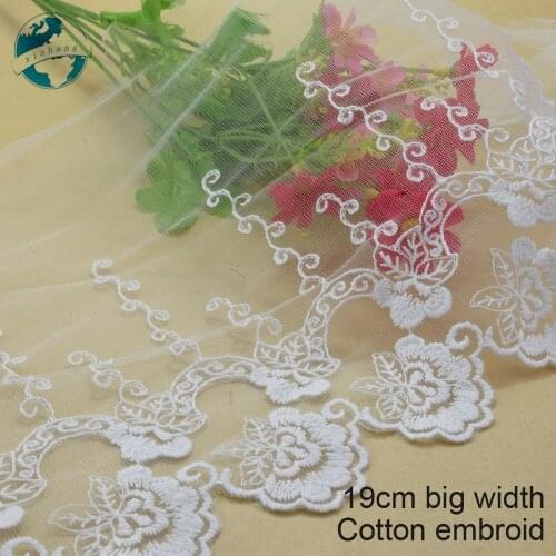 3yards 19cm Cotton embroid lace sewing ribbon guipure trim or fabric warp knitting DIY Garment Accessories free shipping#3277