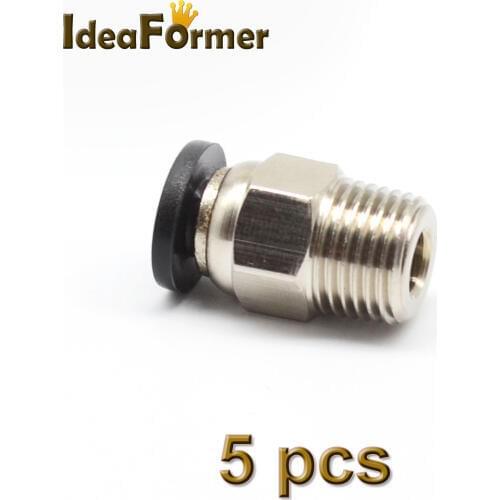 5pcs 3D Printer V6 bowden J-head Pneumatic Connector PC4-01 1.75mm PTFE Tube quick coupler Hotend Fit