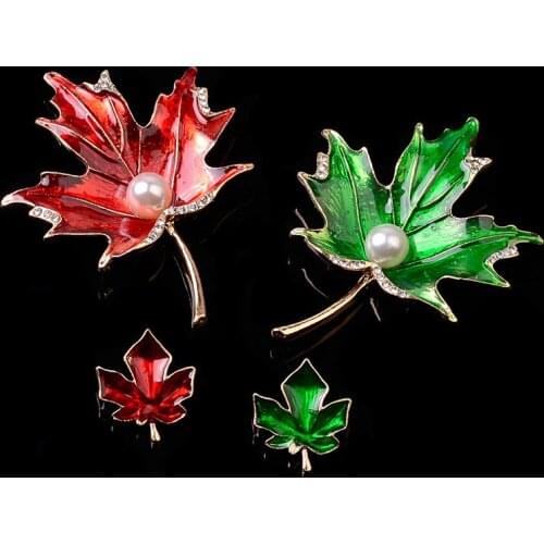 50pcs/lot Gold color Enamel Maple Leaf Charm Red/green Maple Pendants For Clothing DIY Jewelry Making Finding Charms Accessories