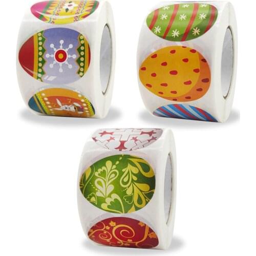 500x/Roll Easter Egg Stickers Self-Adhesive Labels Seal Gift Present Scrapbooking Embellishment DIY Easter Party Decorations