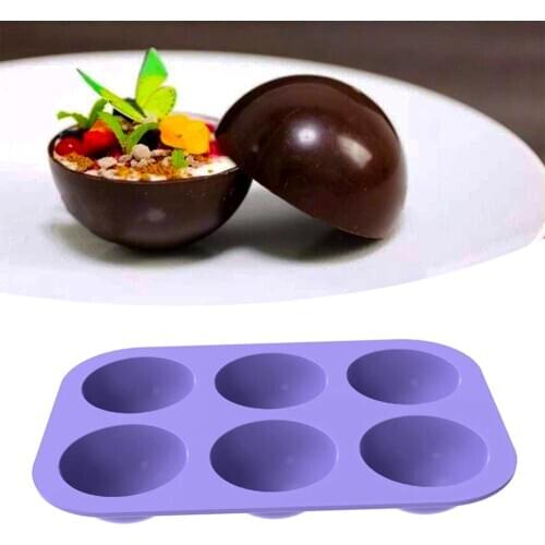 6 Holes Half Sphere Silicone Molds Bakeware Cake Decorating Tools Pudding Chocolate Fondant Mould Ball Biscuit Baking Moulds