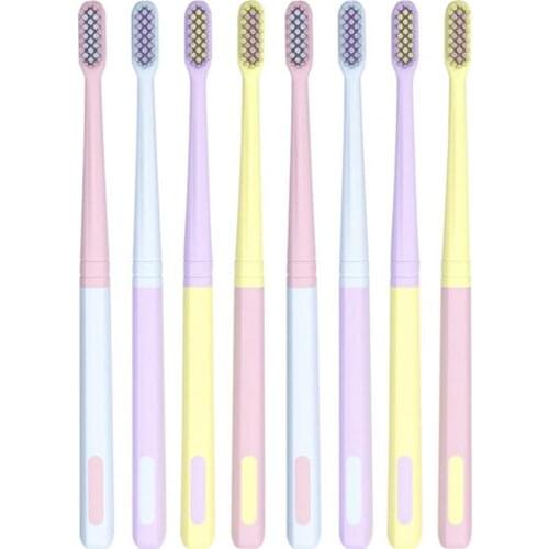 8 Pcs 2021 New Macaron Ice Cream Superfine Toothbrush Super Soft ToothbrushDeep Cleaning Brush With Holder For Deep Cleaning