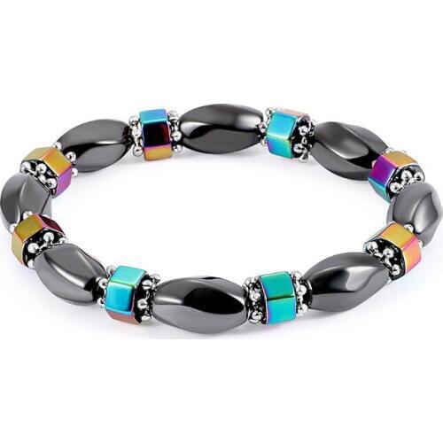 AB Color Stretchable Health Care Black Gallstone Beads Elastic Bracelet New Design Womens Fashion Jewelry Gift