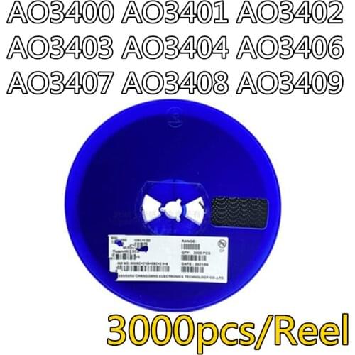 3000pcs AO3400 A09T AO3401 A19T AO3402 A29T AO3403 A39T AO3404 A49T AO3406 A69T AO3407 A79T AO3408 A89T AO3409 A99T SOT23 MOSFET