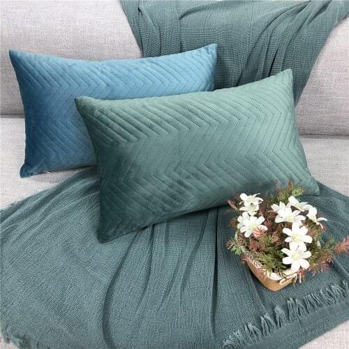 Velvet Rectangle Cushion Cover Luxurious Pillowcase 30*50 Wave Pattern Decorative for Sofa Couch Living Room Home Winter Decor
