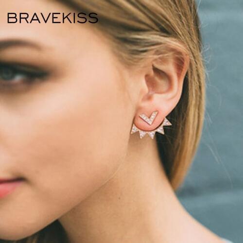 BRAVEKISS Luxury Alloy V-shaped Earrings Triangle Stud Earrings Personality Geometric Fashion Jewelry for Women Bohomia BPE1313