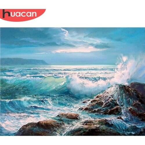 HUACAN 5D DIY Diamond Painting Landscape Diamond Embroidery Sea Decoration Home Full Square/Round Drill