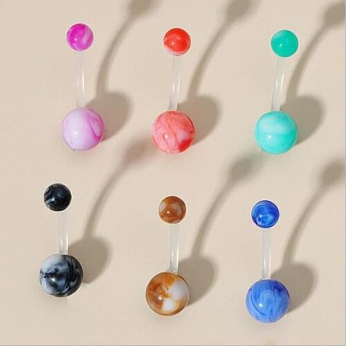 JINGLANG New Womens Fashion Transparent Rod Acrylic Mixed Belly Button Ring Belly Barbell Piercing Party Body Jewelry Gift