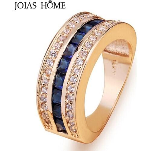 JoiasHome 925 sterling silver ring European and American full diamond sapphire diamond ring men and women dinner party gift