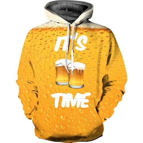 2021 Hot Selling Beer Instant Noodles Graphic Hoodie 3d Printing Oversized Sweatshirt For Men With Rope Pullover Fashion Cartoo