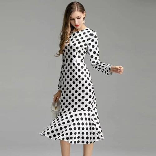 Fashion Print Dress Casual Dot Dress Runway Dresses