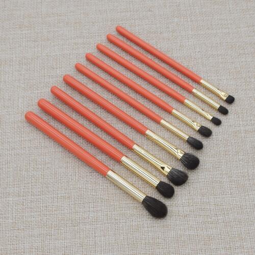 Professional Handmade Makeup Brushes Set Soft Blue Squirrel Goat Hair Eye Shadow Blending Brush Orange Handle Make Up Brush Kit