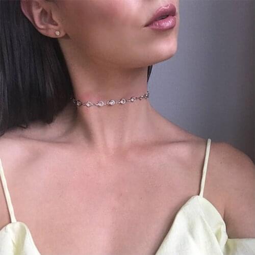 New Fashion Jewelry Statement Necklace Simple Crystal Short Collarbone Necklace Wholesale Necklace Necklace Women Bijoux Femme