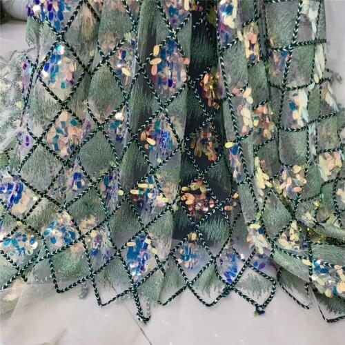 2020 Latest Design With Sequins embroidery African French Lace Fabric High Quality Nigerian lace fabric for wedding dress J17-94