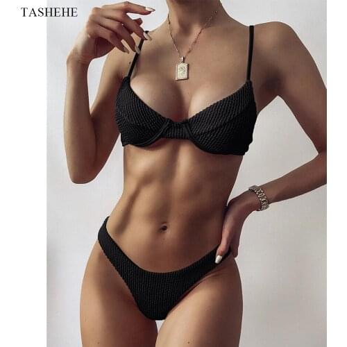 New Sexy Ribbed Bikini Swimsuit 2021 Women Push Up Swimwear Female Two-piece Bikini Set Bather Bathing Suit Brazilian Beachwear