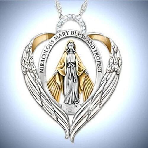 "MIRACULOUS MARY BLESS AND PROTECT" Goddess Necklace for Women New Fashion Statement Jewelry Gifts necklaces for women
