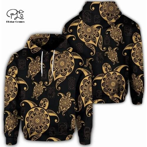 PLstar Cosmos 3DPrint Newest Turtle Polynesian Tattoo Premium Awsome Unique Harajuku Streetwear Unisex Hoodie/SweatshirtZip E-2