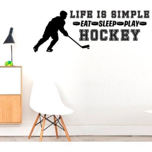 Ice Hockey Player Letters Removable Wall Stickers for Nursery Kids Room Boys Vinyl Decals Bedroom Sport Decor Quotes K946