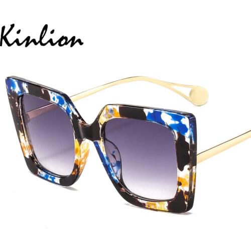 Kinlion Retro Rectangle Men Sunglasses Oversied Sqaure Metal Sunglass for Women Vintage Luxury Oculos Feminino Gafas De Sol 2020
