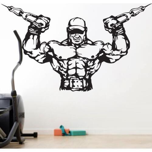 Gym Sticker Fitness Decal Body-building Posters Vinyl Wall Decals Pegatina Quadro Parede Decor Mural Gym Sticker JSL043