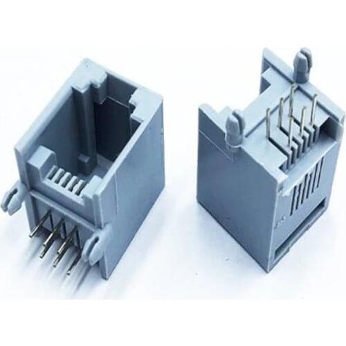 10pcs/Lot RJ12 RJ11 Socket Telephone 90 Degrees 6Pin Crystal Female 6p6c Socket