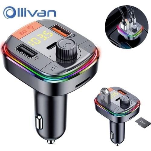 USB Car Charger Quick Charge 3.0 PD Fast Charging With FM Transmitter Bluetooth 5.0 Car Audio MP3 Player TF Card Car Adapter Kit