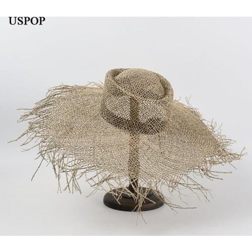 USPOP New Women Summer SSun Hats Natural Straw Wide Brim Beach Hats
