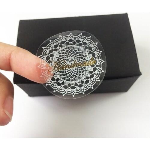 80 Pcs/lot Vintage pattern White Lace Golden Handmade Seal Sticker Scrapbooking Baking Gift Decoration Stickers