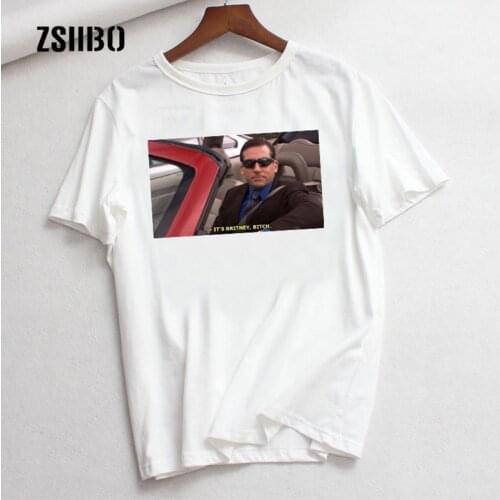 It 's Britney Bitch print Funny Ulzzang tees casual female loose short-sleeved tops Harajuku new letters loose Vintage T-shirt