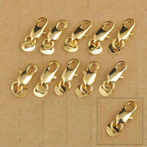 50Pcs Jewelry Findings 18K Yellow Gold Filled Lobster Clasp Connecter Link Jewelry For Necklace Bracelet 18KGF Stamped Tag