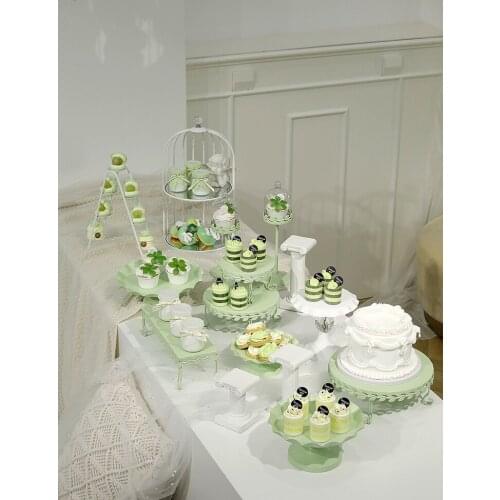 Green Colors Cake Stands for Party Table Pastries Cupcake Holder Plates Home Kitchen Baking Party Tray Dishes for Tableware