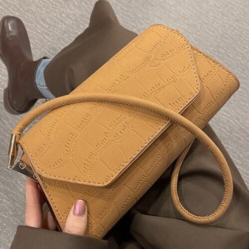 Scrub Stone Pattern Womens Designer Baguette Shoulder Bags for Women Simple PU Leather Trend Solid Color Handbag Armpit Bag