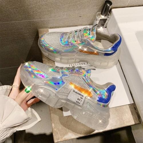 2020 Transparent Women Sneakers Platform Shiny Casual Shoes Harajuku Style Running shoes for women sneakers