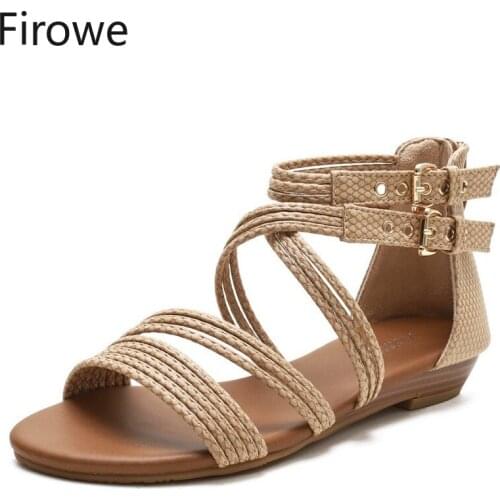 Firowe Wedge Sandals for Women 2021 Summer New Arrival Open Toe Womens Shoes Thick Soft Bottom Cross Roman Sandals 3cm Heel