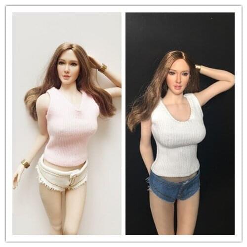 1/6 Scale Female Solider Clothing Knitted sweater with White Jeans Shorts for 12in Phicen Hottoy JIAOUL Action figure toy