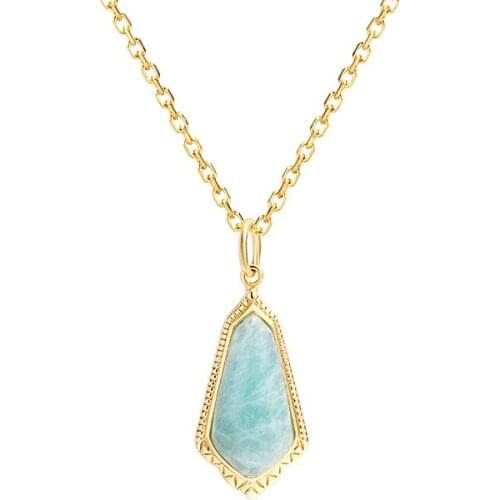925 sterling silver necklaces for women embossment vintage amazonite double-sided pendant temperament necklace fine jewerly gift