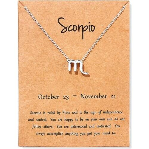 Hot Vintage Scorpio Aries Virgo Message Card Jewelry 12 Constellation Pendant Necklace Necklaces For Women Birthday Gift
