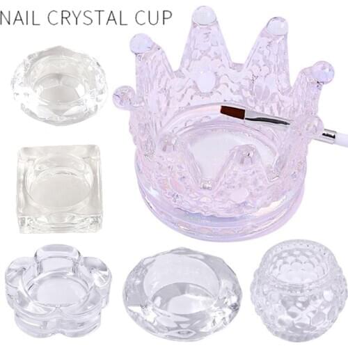 1Pcs 13Styles Clear Acryl Vloeistof Crystal Glass Cup Nail Liquid Container Mini Bowl Dappen Dish Holder Nail Tool