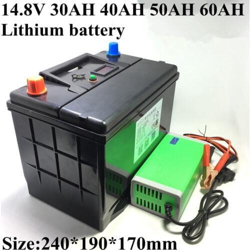 14.8V 50Ah Waterproof 14.8v 60Ah Lithium Ion 14.8V 40Ah 30Ah Li Ion Battery for Fish Boat Golf Trolly Lamp +16.8v 5A Charger