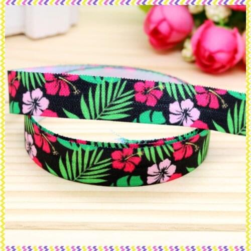 5/8'' Free shipping Fold Elastic FOE flowers printed headband headwear hairband diy decoration wholesale OEM P4660