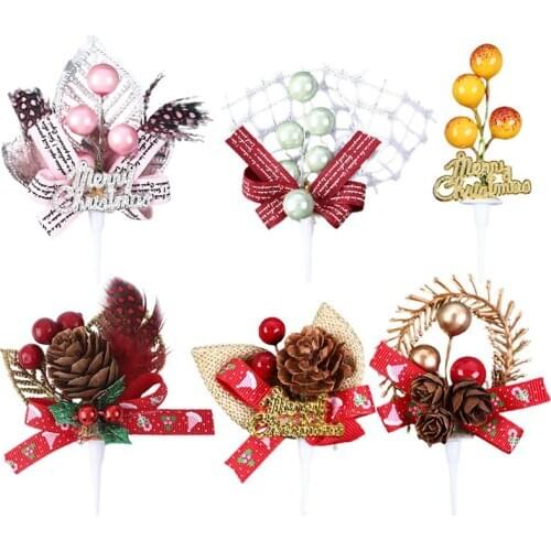6pcs Reusable Decorative Christmas Cake Topper Cake Inserted Cards Cupcake Cake Dessert Christmas Holiday Decorating Supplies